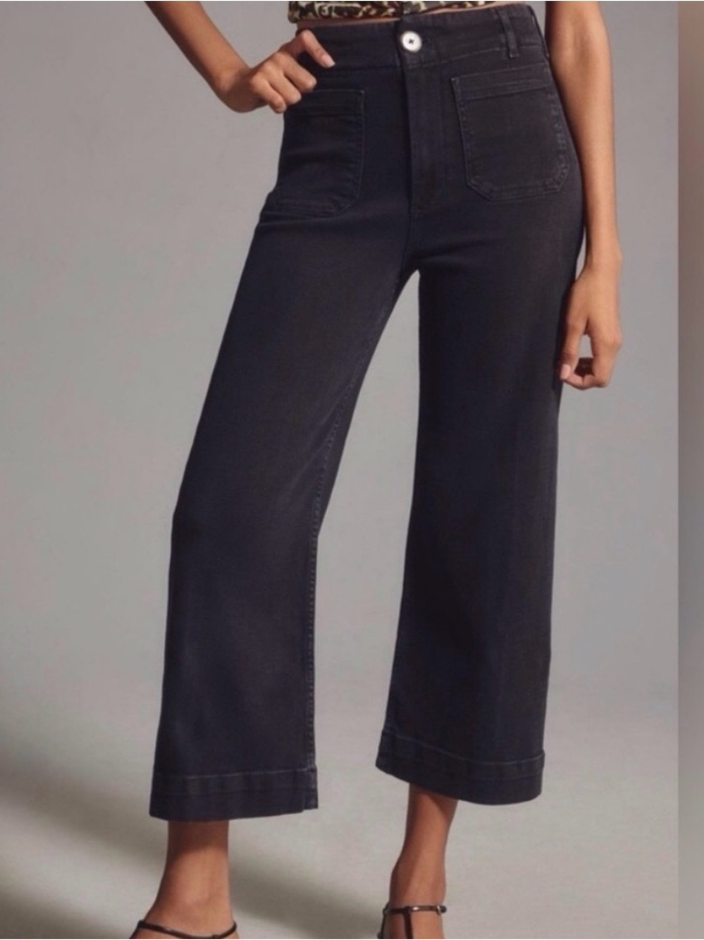 Women’s Wide-Leg Cropped Jeans - Black